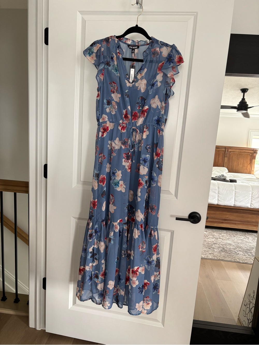 Steve Madden Blue Floral Tiered Maxi Dress